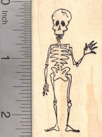 Friendly Halloween Skeleton, Day of the Dead Rubber Stamp, Día de los Muertos