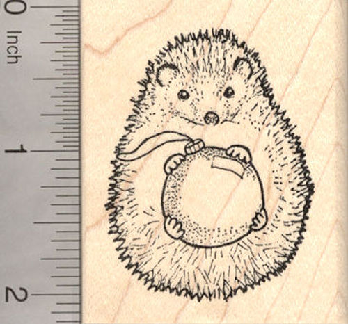 Christmas Hedgehog with Tree Ornament Rubber Stamp