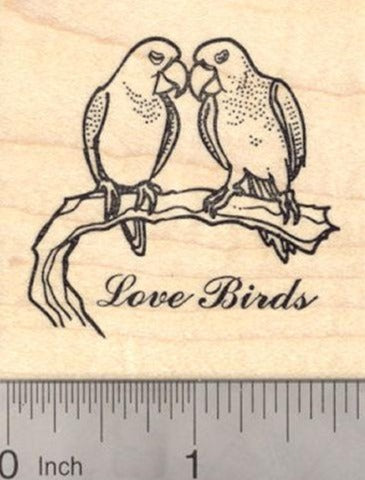 Love Birds Rubber Stamp, Bird, Parrot