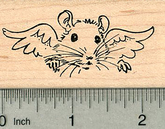 Rat Angel Rubber Stamp, Pet Loss Sympathy, Mouse