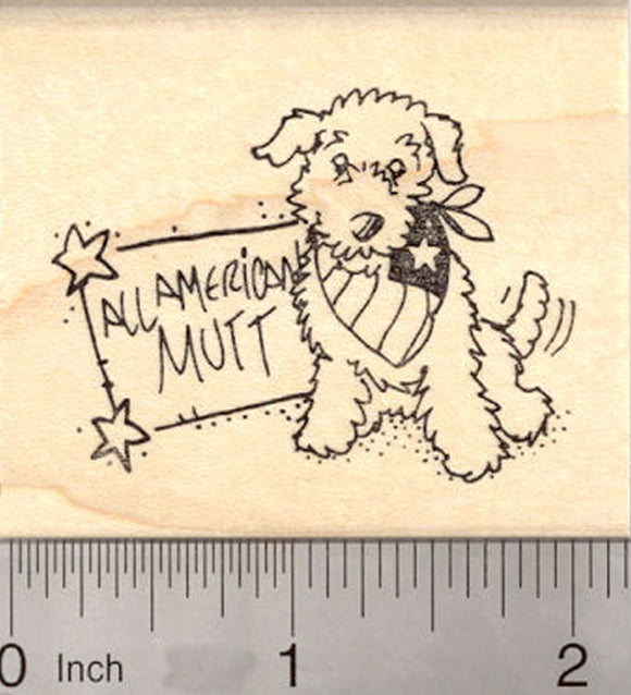 All American Mutt, 4th of July Dog Rubber Stamp
