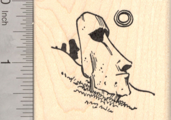 Easter Island Head Rubber Stamp, Polynesian Culture