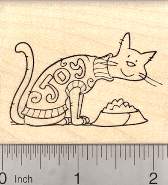 Christmas Cat Rubber Stamp, in Joy Holiday Sweater