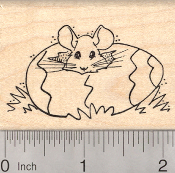 Easter Chinchilla Rubber Stamp, in Giant Decorated Egg