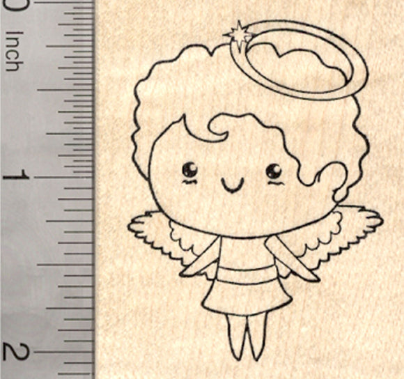 Angel Rubber Stamp, with Halo and Wings