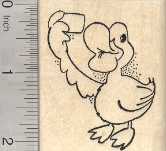 Duck Lips Selfie Rubber Stamp, with Cell Phone