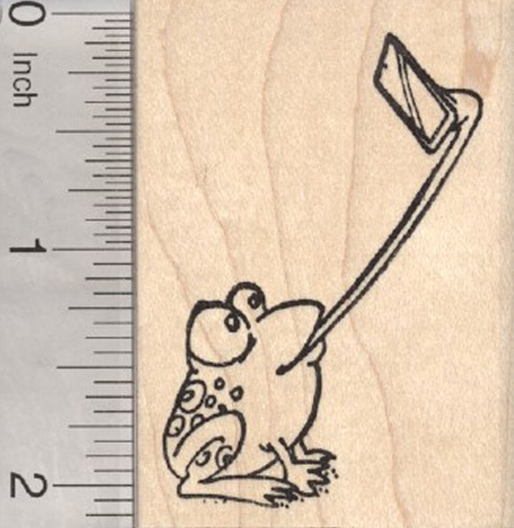 Frog Selfie Rubber Stamp, with Cell Phone