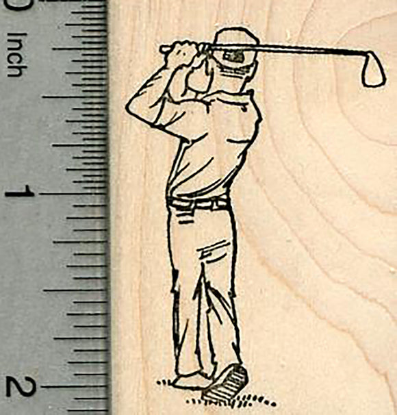 Golf Swing Rubber Stamp, Golfing Man