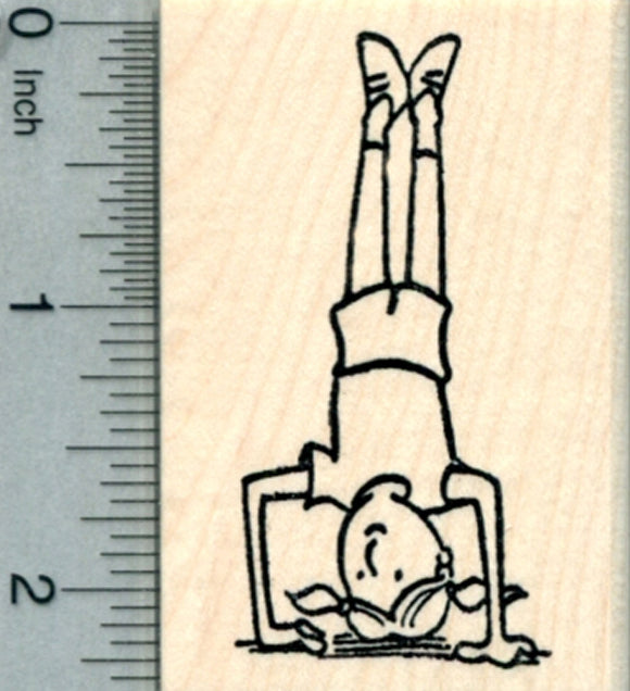 Girl Headstand Rubber Stamp, Active Child Series, Yoga