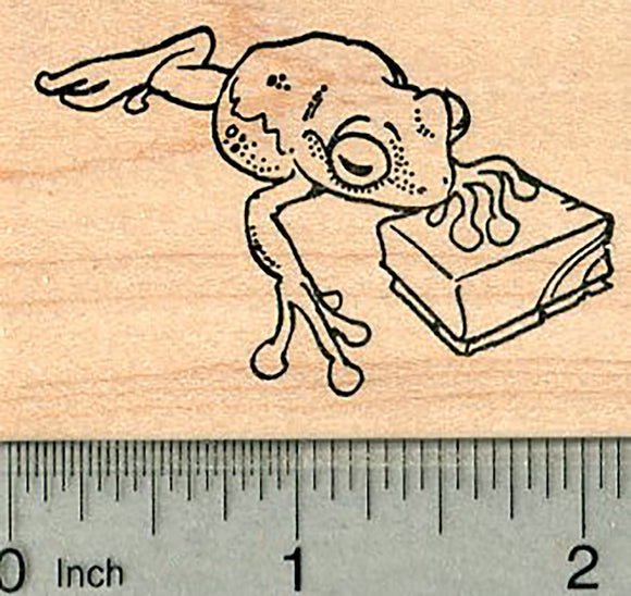 Frog Rubber Stamp, with Stamper