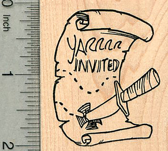 Pirate Invitation Rubber Stamp, Yarrr Invited, Birthday Series