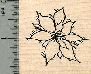 Poinsettia Rubber Stamp, Christmas Floral Series