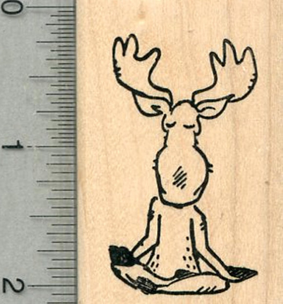 Meditating Moose Rubber Stamp, Yoga series