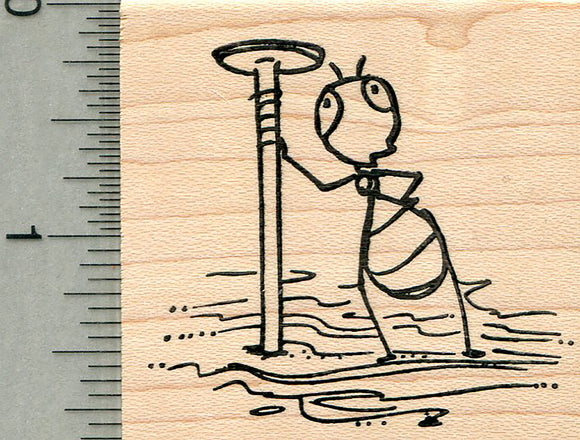 Carpenter Ant Rubber Stamp, with Nail