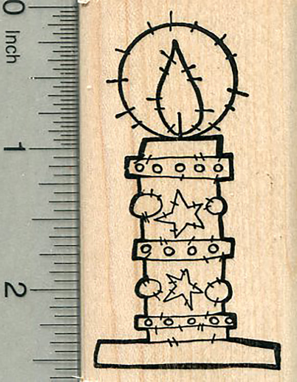 Christmas Candle Rubber Stamp, Irish Holiday Series