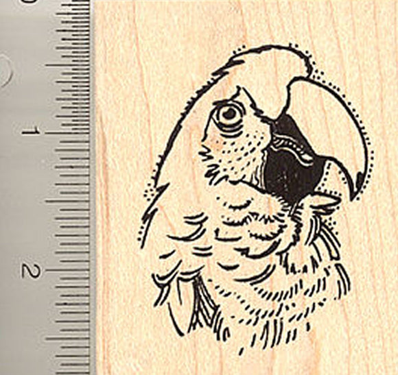 Parrot Portrait (Face) Rubber Stamp