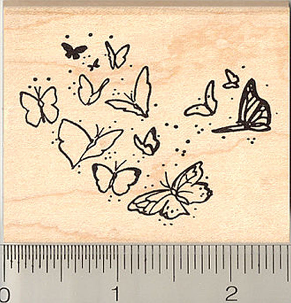 Butterflies in Flight Rubber Stamp