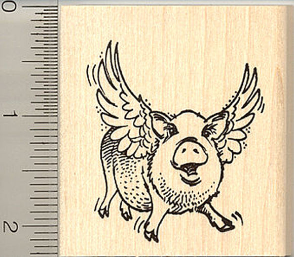 Flying Pig Rubber Stamp