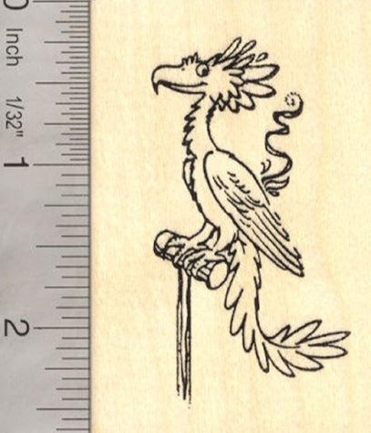 Perched Phoenix Rubber Stamp