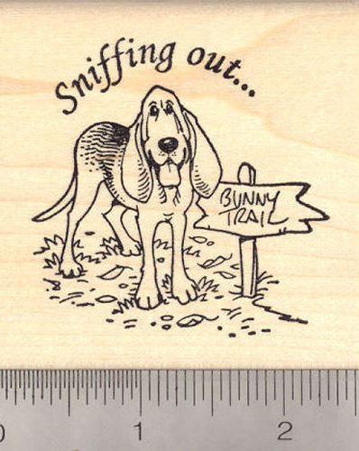 Easter Blood Hound Dog Rubber Stamp