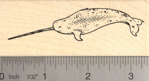 Narwhal, Toothed Whale Rubber Stamp