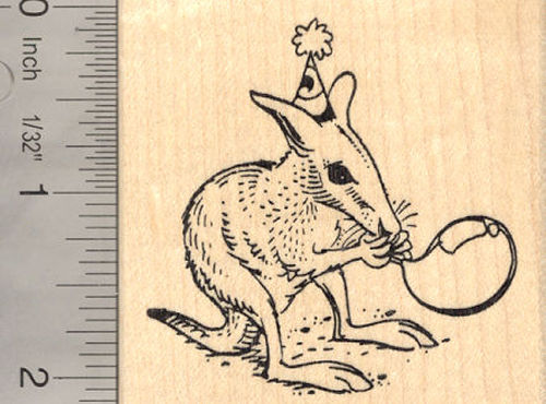 Birthday Wallaby Rubber Stamp Australian Kangaroo