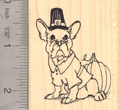 French Bulldog Thanksgiving Rubber Stamp