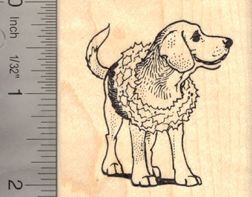 Beagle Dog with Christmas Wreath Rubber Stamp