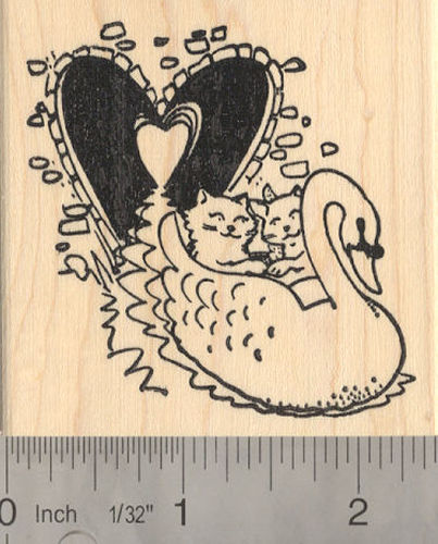 Cat Valentine's Day (Tunnel of Love) Rubber Stamp