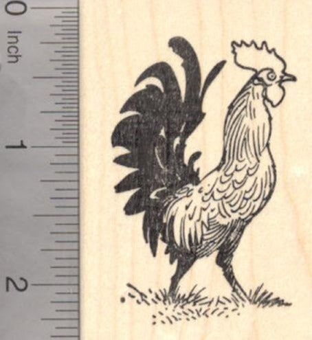 Rooster Rubber Stamp, AKA Cockerel, Cock, or Male Chicken