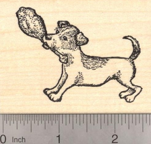 Thanksgiving Parson Jack Russell Terrier Dog with Turkey Leg Rubber Stamp