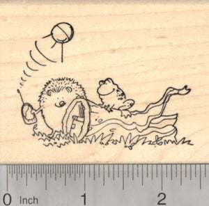 Geocaching Hedgehog Rubber Stamp, with Cache in Log, Frog, GPS
