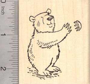 Bear Hug Rubber Stamp, Friendly Brown Bear, Kodiak, Grizzly