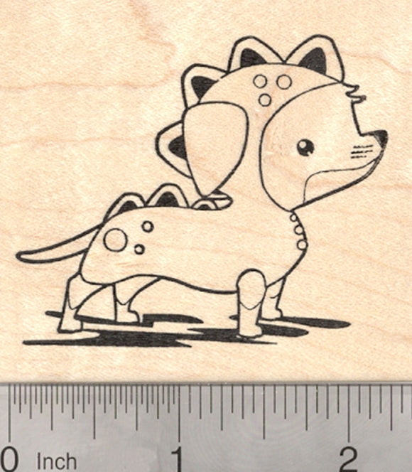 Halloween Dachshund Rubber Stamp, Wiener Dog in Dachsie-saurus Costume