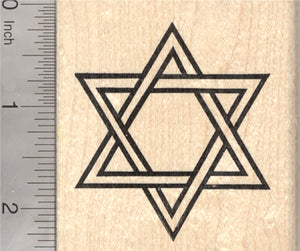 Large Star of David Rubber Stamp, Jewish, 2 1/4" Tall Image