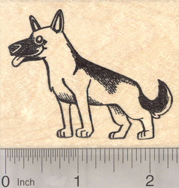 German Shepherd Dog Rubber Stamp, Alsatian Wolf