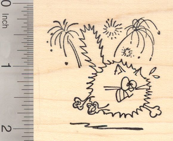 4th of July Cat Rubber Stamp, Fireworks