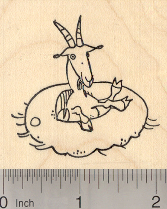 Floating Goat Rubber Stamp, in Inner Tube