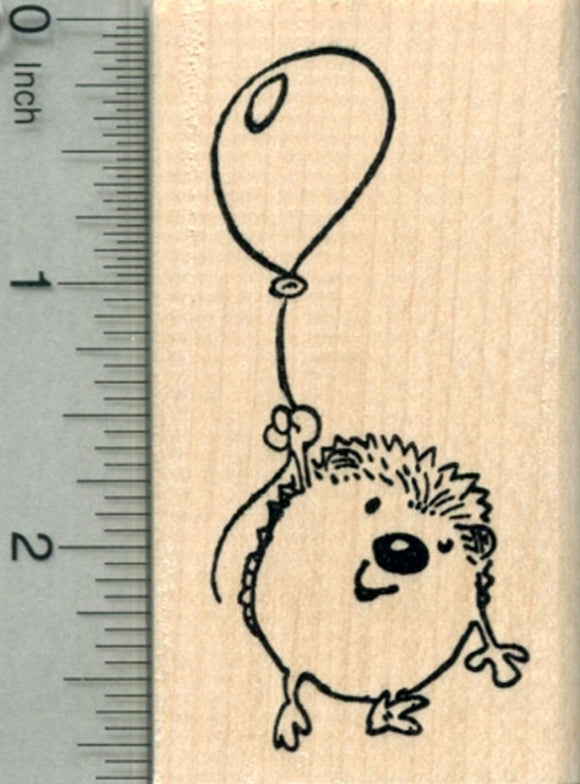 Hedgehog with Balloon Rubber Stamp, Party Series