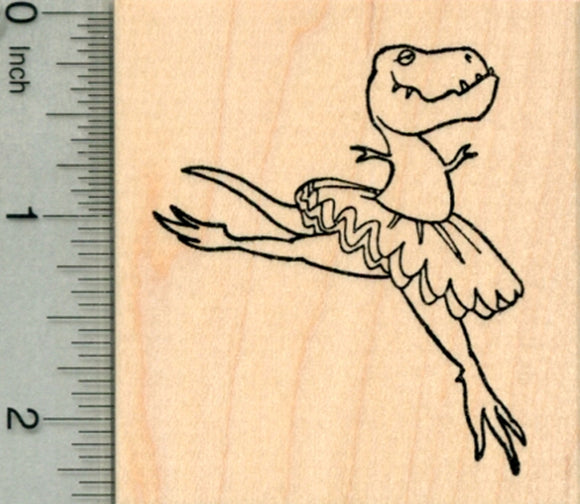 Ballet T-rex Rubber Stamp, Dancing Dinosaur, Tyrannosaurus