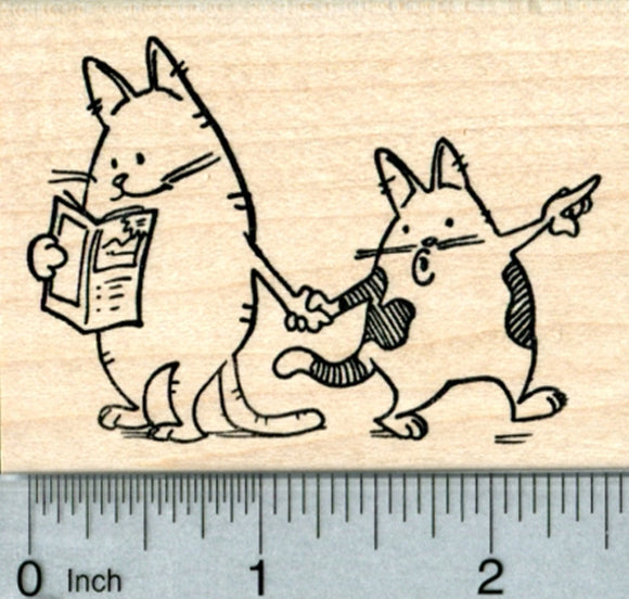 Sightseeing Cats Rubber Stamp, Travel Series