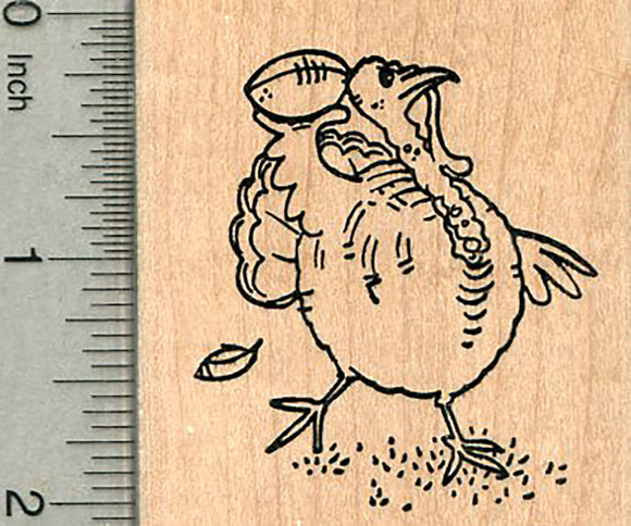 Thanksgiving Rubber Stamp, Turkey with Football