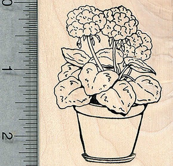 Geranium Rubber Stamp, Potted Plant Series