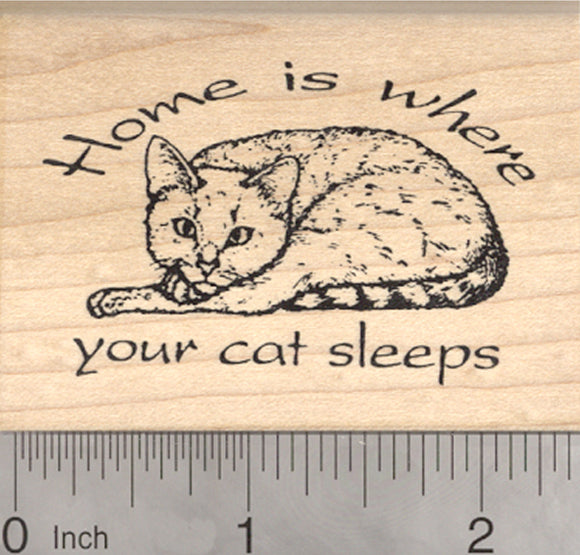 Cat Rubber Stamp, Home is where