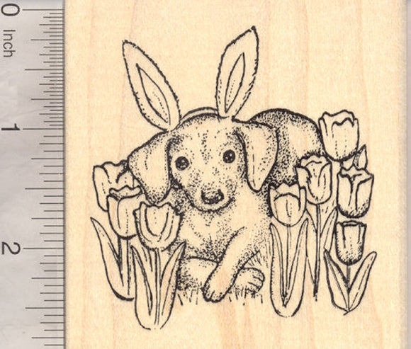 Easter Dachshund Dog Rubber Stamp