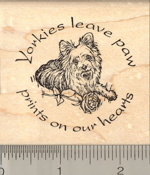 Yorkshire Terrier Rubber Stamp, Yorkies leave paw prints, Yorkie Dog