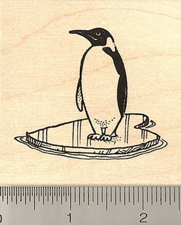 Penguin on Icy Heart-shaped Floe Rubber Stamp