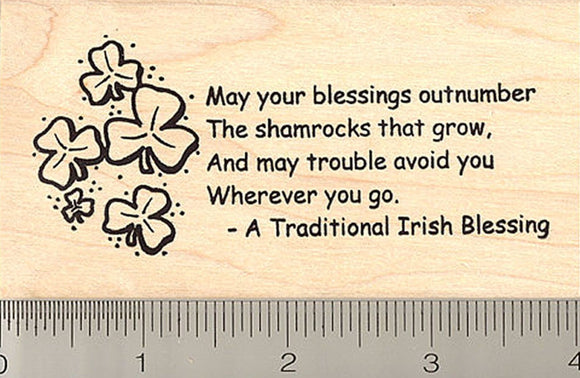 Shamrock Irish Blessing Rubber Stamp