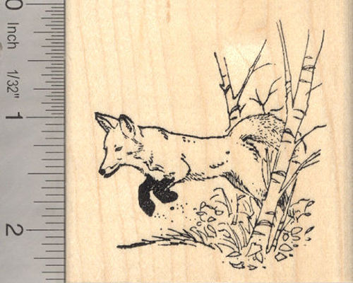 Leaping Fox Rubber Stamp
