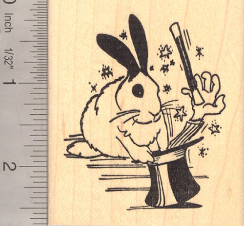 Bunny Rabbit Revenge, Magician Halloween Rubber Stamp
